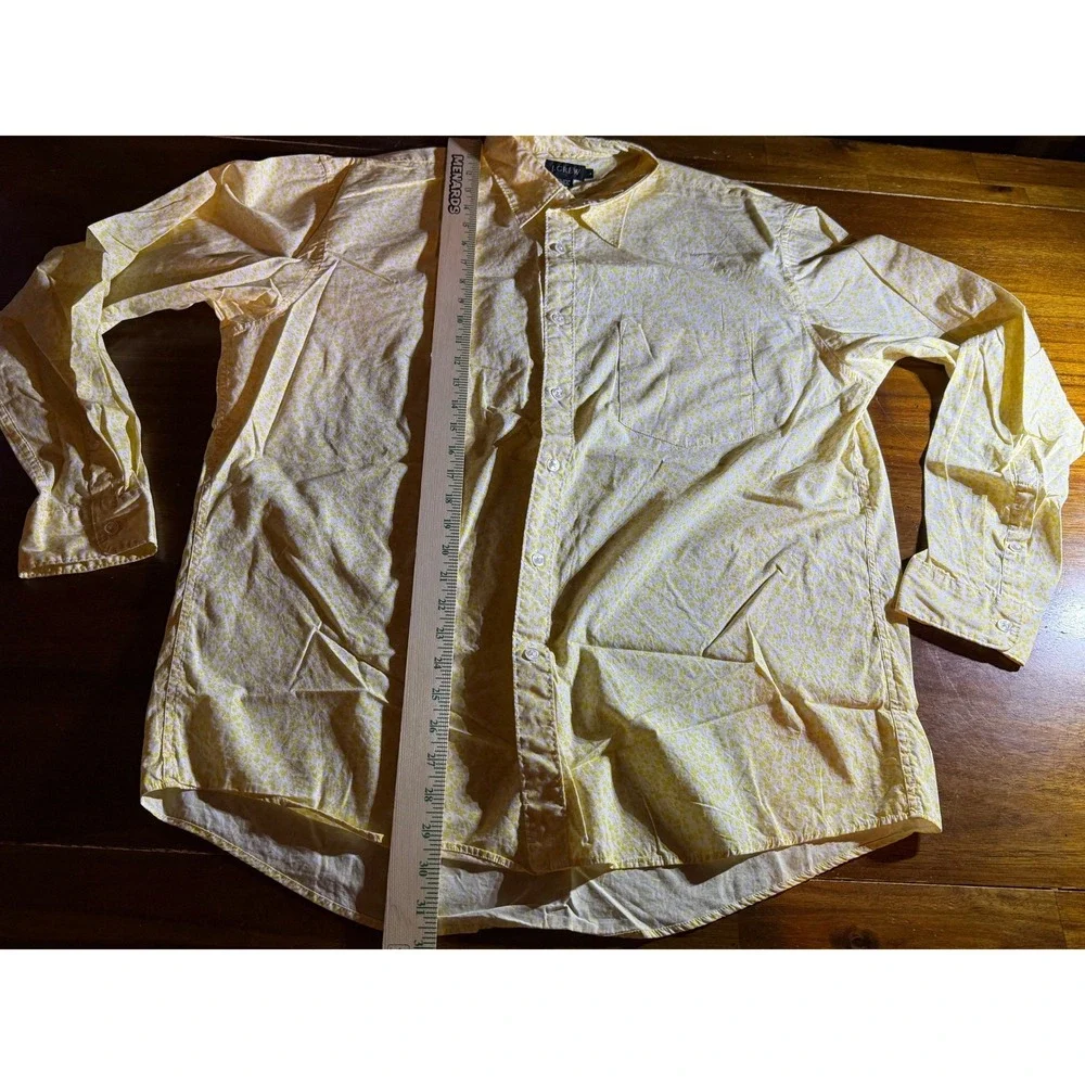 J. Crew Button Down Shirt Men's L Long Sleeve Floral Yellow White Classic Preppy